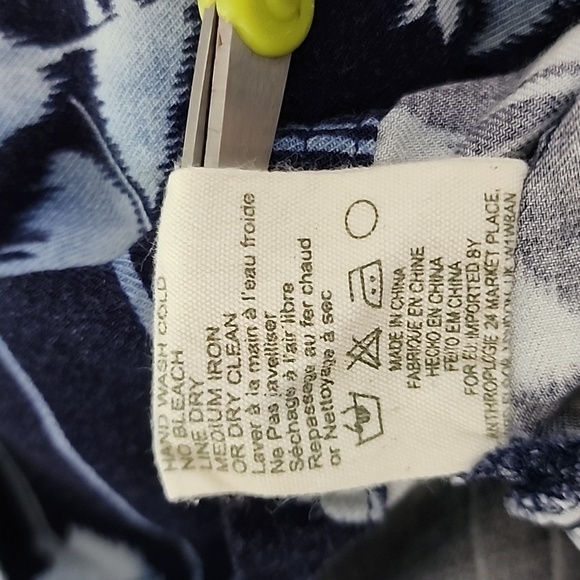 ANTHROPOLOGIE Tiny Semele Navy/White‎ embroidered floral Boho Shirtdress Dress S - Picture 16 of 16